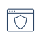 Ícono de escudo con candado que simboliza seguridad web avanzada y protección constante.